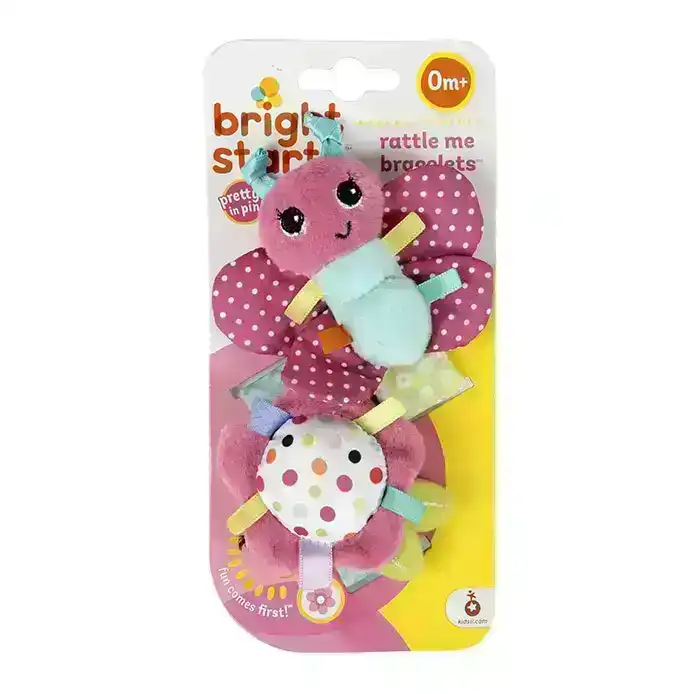 Bright Starts Rattle Me 11cm Bracelets Crinkle Soft/Plush Toys Newborn/Baby 0m+