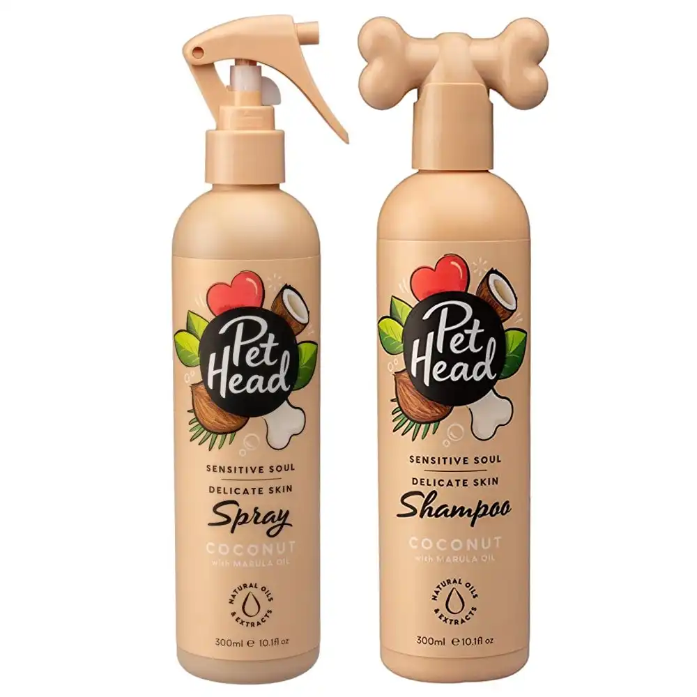Pet Head 300ml Dog Sensitive Soul Pet Dog Scent Spray & 300ml Shampoo Coconut