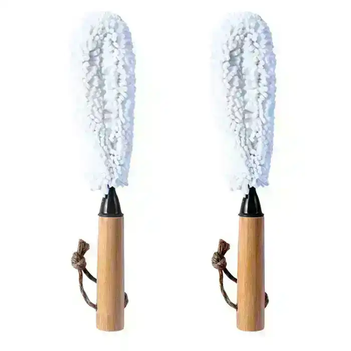 2x Clevinger 28cm Eco Bottle/Glass Cup Foam Stemware Bamboo Scrub Cleaning Brush