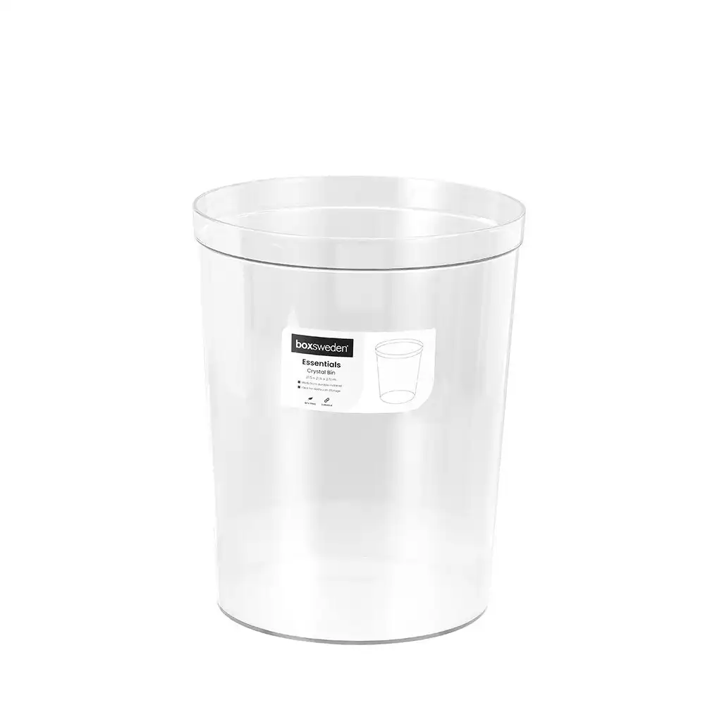Boxsweden 21.5cm Crystal Waste/Rubbish Bin Home/Office Trash/Garbage Can Clear