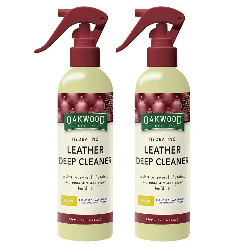 2x Oakwood 250ml Hydrating Leather Deep Cleaner Spray Furniture Upholstery Care