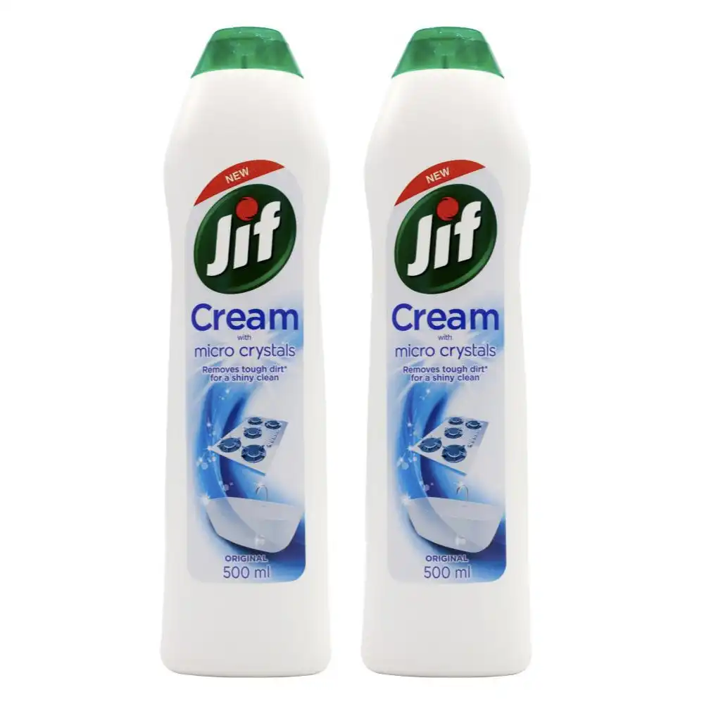 2x Jif 500ml Bathroom/Kitchen Cream Grease/Dirt Micro Crystals Cleanser Original