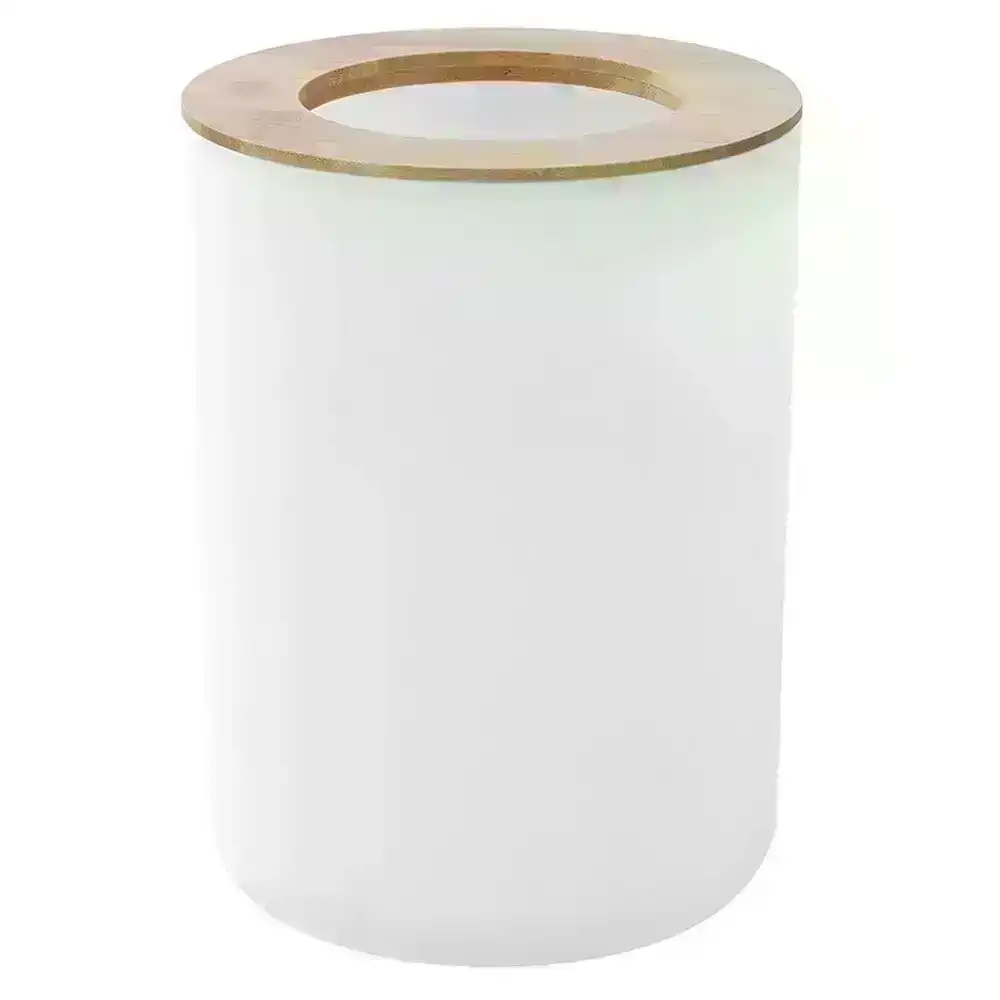 Box Sweden Bano 6L Bathroom Waste/Garbage Bin 26cm Bamboo Top Trash Can White