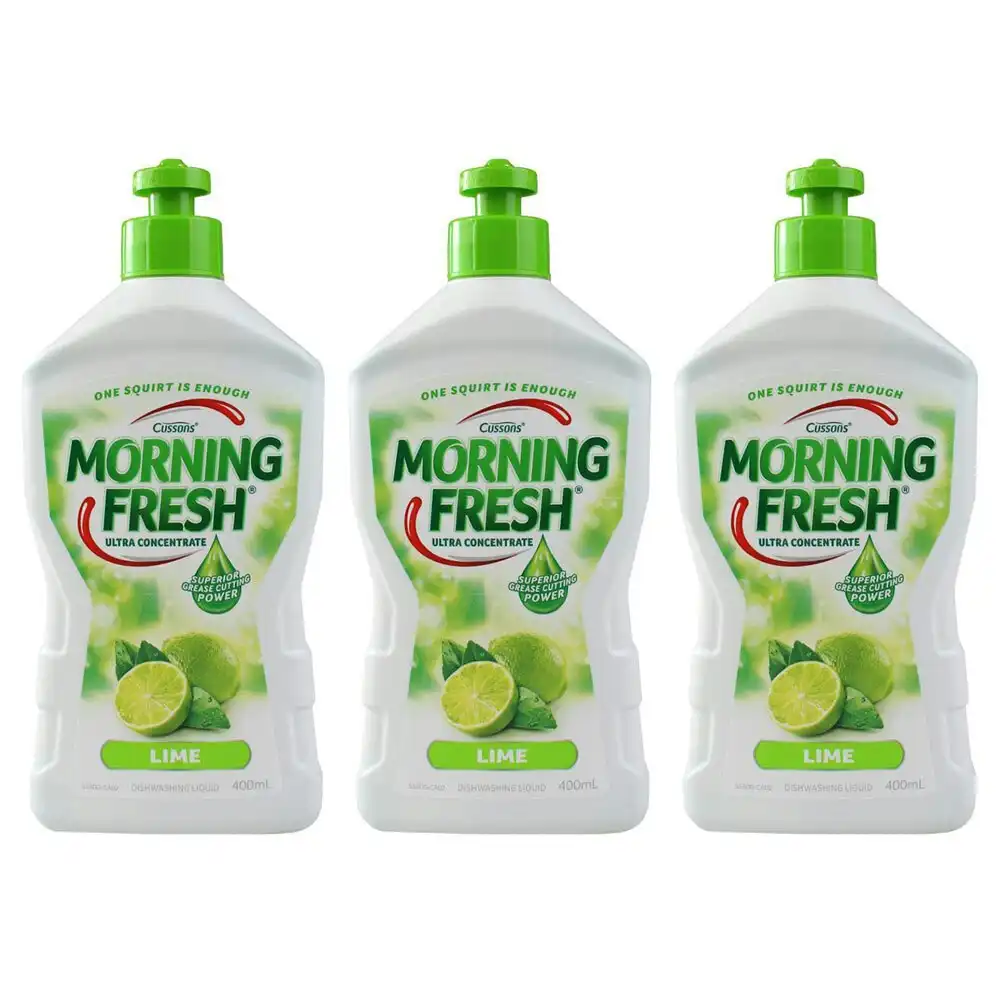 3x Morning Fresh 400ml Dishwashing Liquid Ultra Concentrate Dish Cleaning Lime