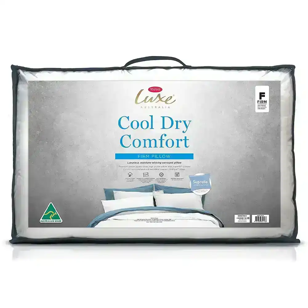Tontine Luxe Cool Dry Comfort Cotton Cover Sleeping/Bed Pillow Firm High Profile