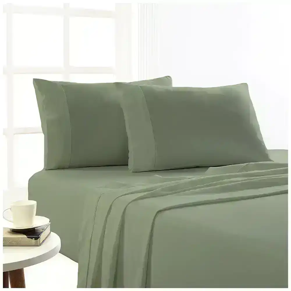 Park Avenue Queen Bed Flannelette Fitted Sheet Set 175GSM Egypt Cotton Juniper