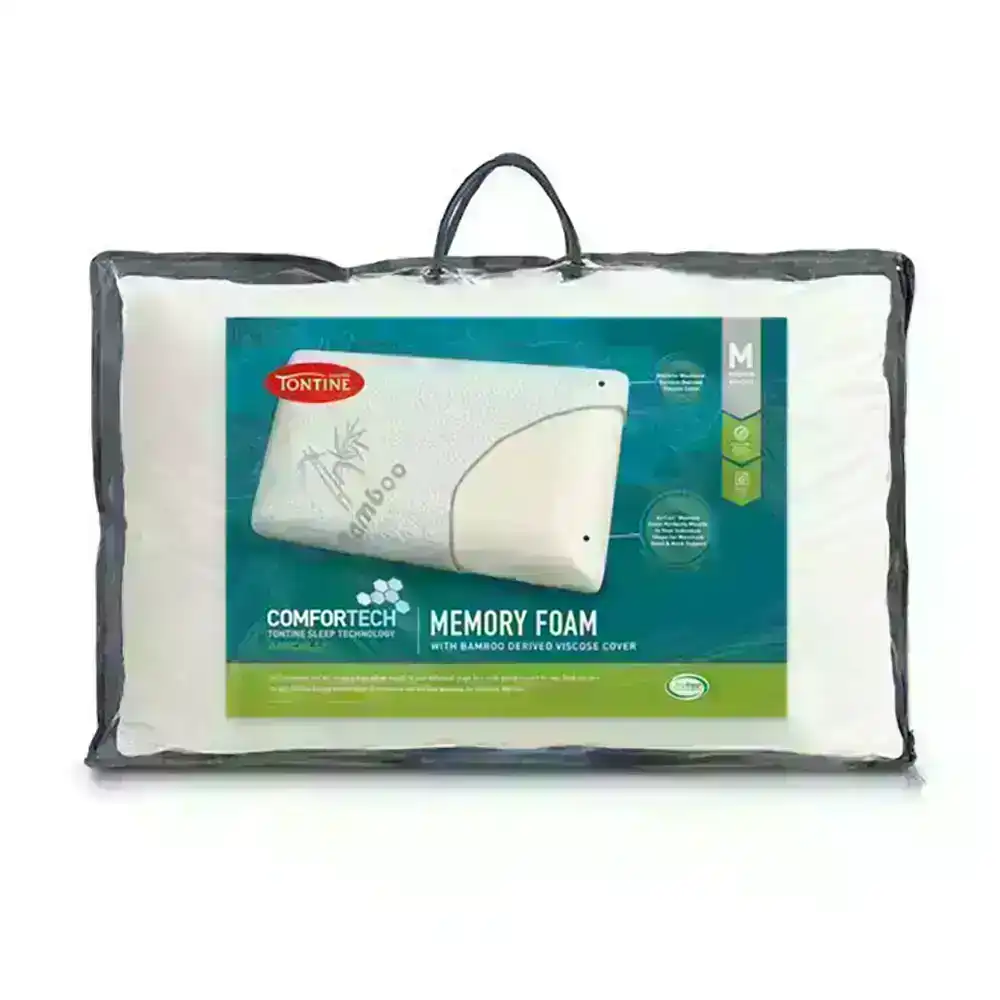 Tontine 46x72cm Comfortech Bamboo Cover Memory Foam Pillow Medium Height White
