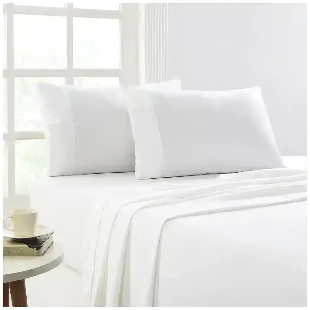 Park Avenue King Bed Flannelette Fitted Sheet Set 175GSM Egyptian Cotton Snowy