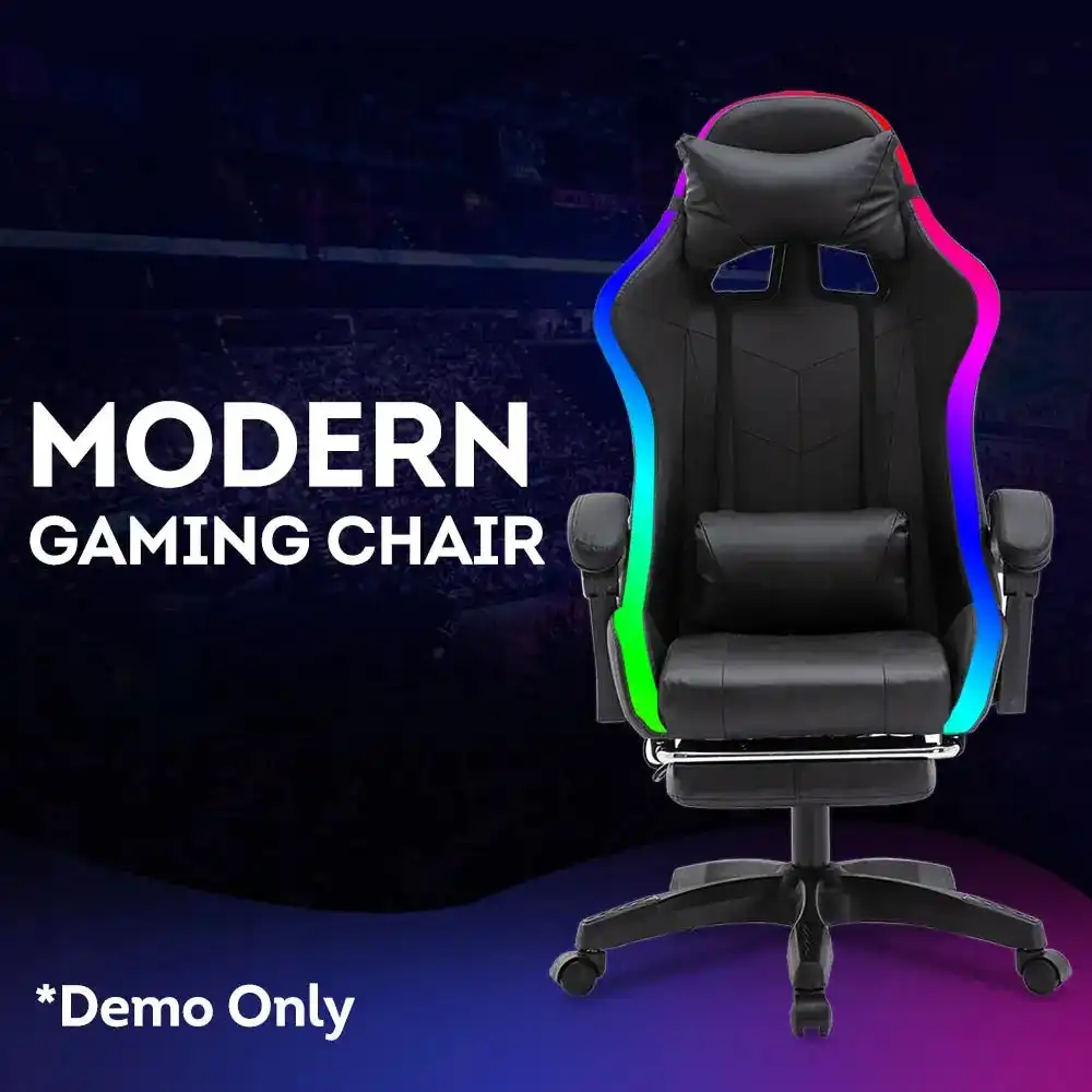 Mason Taylor 908 Racing Gaming Chair With RGB LED lights Belt PVC Leather Seat