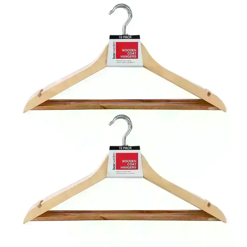 20pc Box Sweden 44.5cm Wooden Hanger/Wardrobe Organiser for Dress/Clothes/Shirt