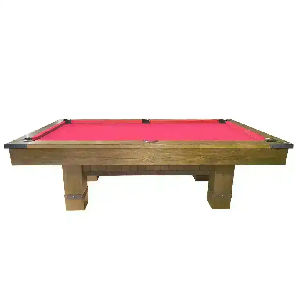 MACE MORSE 8FT Slate Billiard Table Pack Luxury Pool / Snooker Table Solid Timber W/ Dining Top Free Accessories - Elm Color&Red