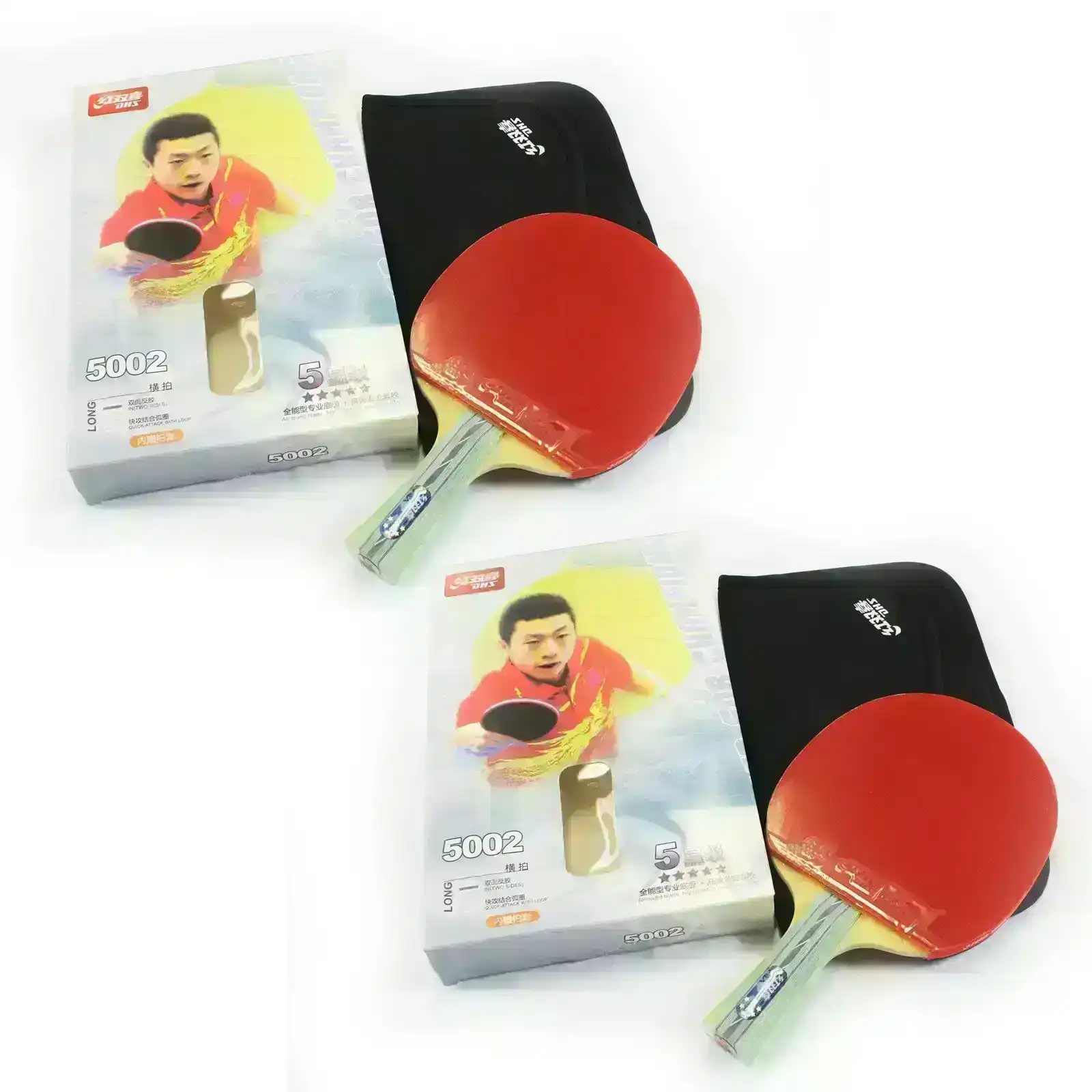 DHS 5 Star Table Tennis Bat / Ping Pong Racket Paddle Long Handle 5002 Pair