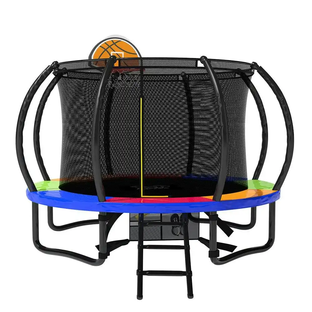 Pop Master 6FT Curved Trampoline 5 Year Warranty Only For Frame With Free Bonus Package w/ Basketball Hoop Ladder Kids Children Outdoor