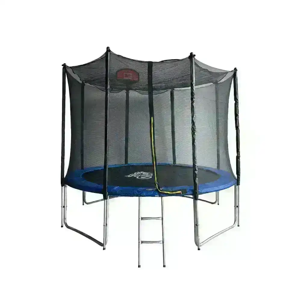 Pop Master 10FT Flat Trampoline Basketball Hoop Ladder PE Sunshade Cover