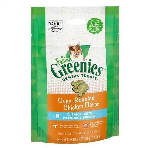 GREENIES Feline Dental Treats Roasted Chicken Flavour For Cats 60 Gm 10 Pack