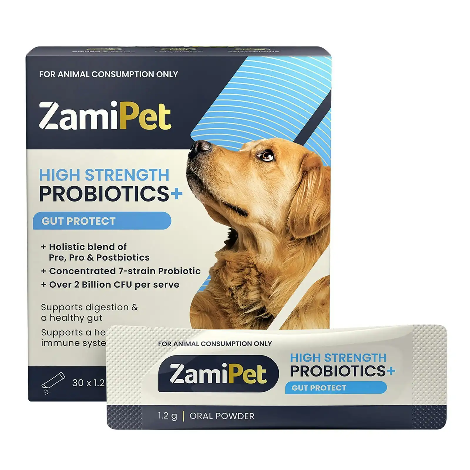 ZamiPet High Strength Probiotics+ Gut Protect Oral Powder 30 Sachets