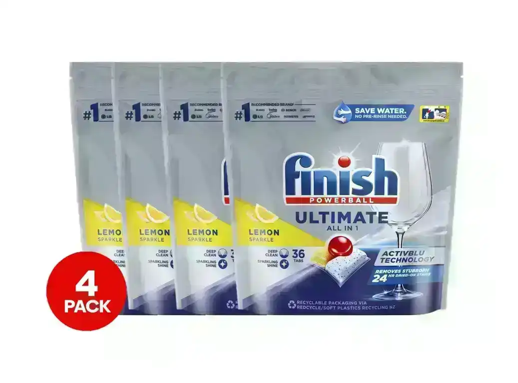 4 x Finish Ultimate All In One Lemon Lemon Dishwasher Tablets 36 Pack