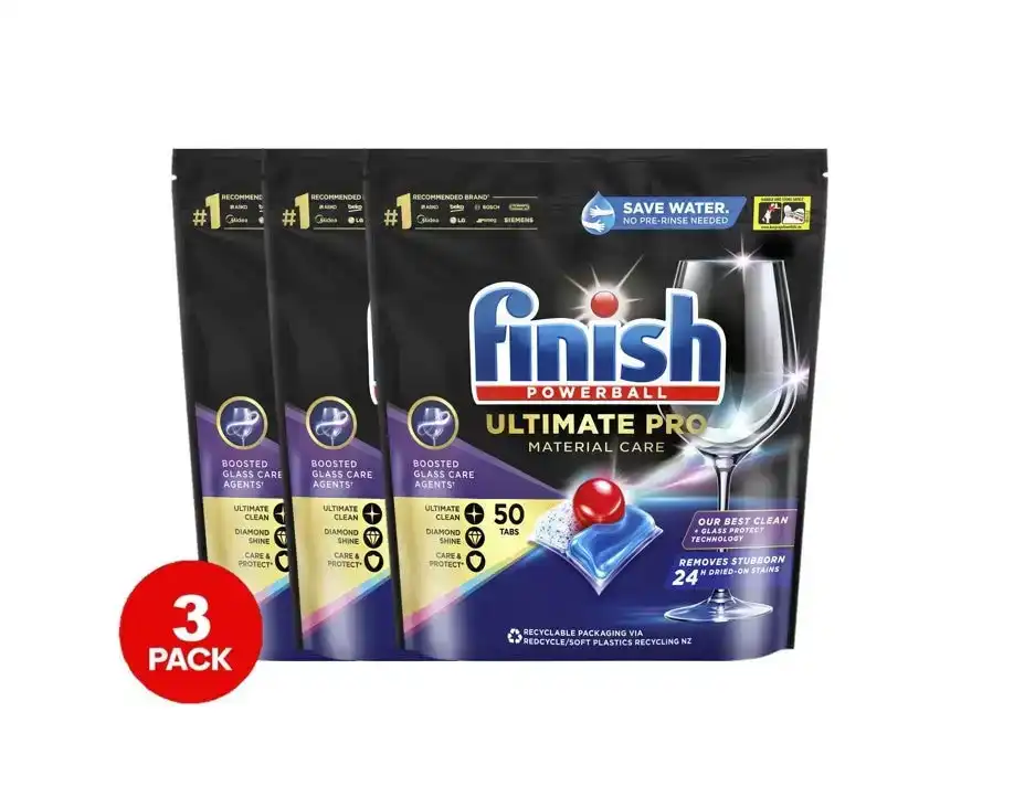 3x Finish Ultimate Pro Material Care Dishwasher Tablets 50 Pack