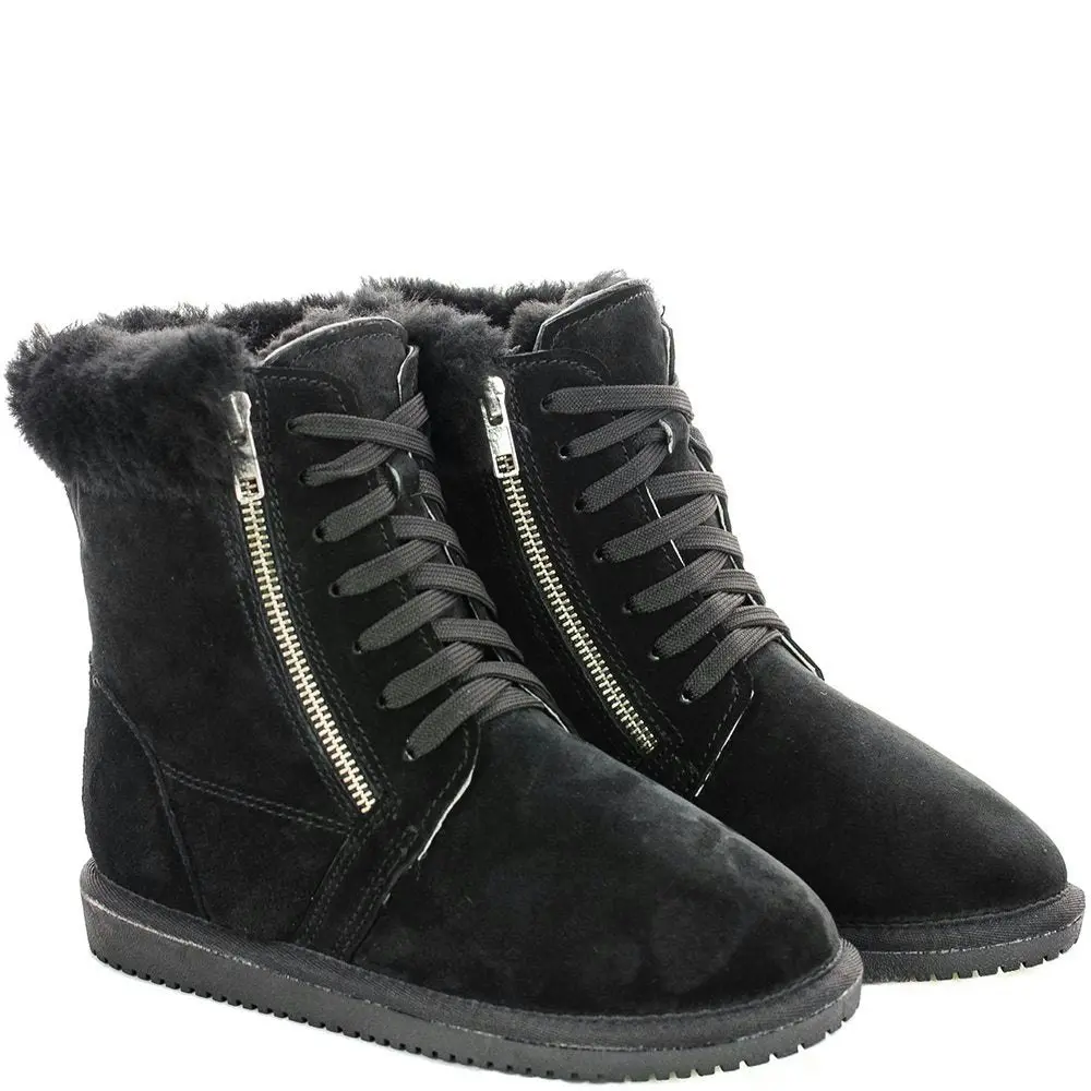 Original Ugg Australia Zipper Black Lace Up Boots Brands