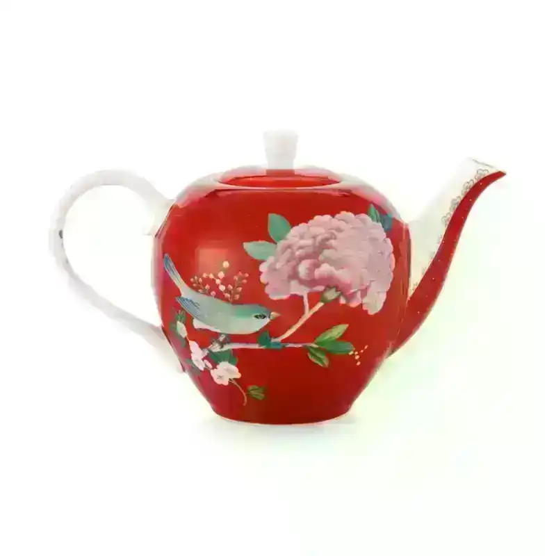 PIP Studio Blushing Birds Porcelain Red 750ml Tea Pot