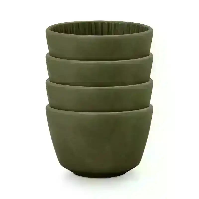 VTWonen Relievo Dark Green 12.5cm High Bowls Set of 4