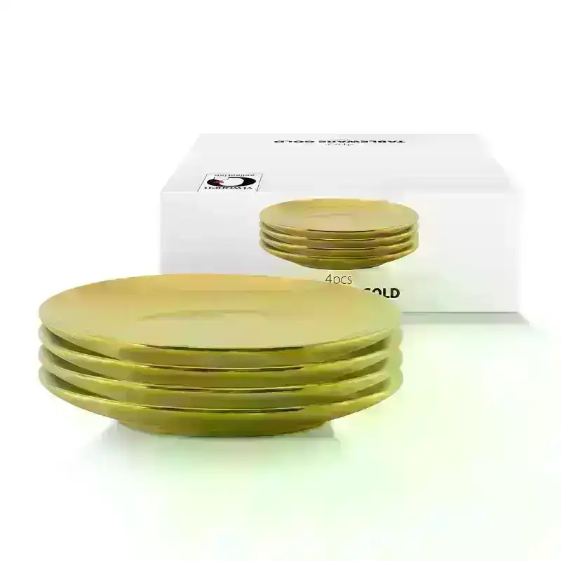 VTWonen Gold 12cm Porcelain Plates Set of 4