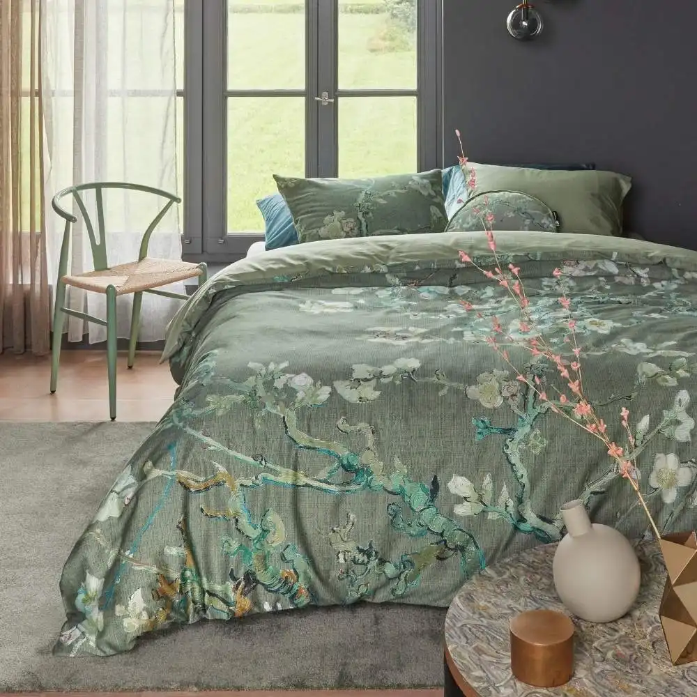 Bedding House Van Gogh Blossoming Green Cotton Sateen Quilt Cover Set