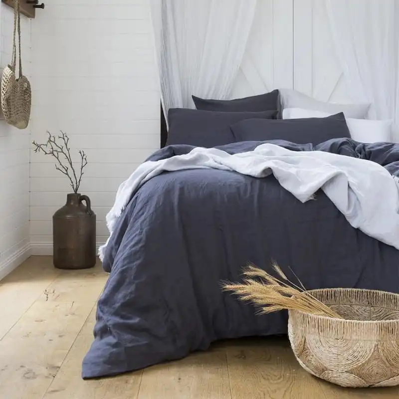 Bambury French Linen Charcoal Quilt Cover Set