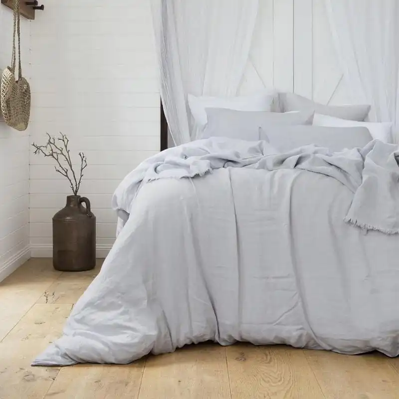 Bambury French Flax Linen Silver Quilt Cover Set