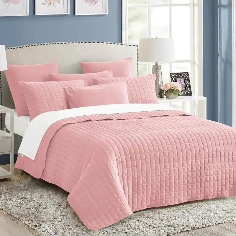 Home Fashion Vintage Stone Wash Nude Pink 7 Piece Coverlet Set