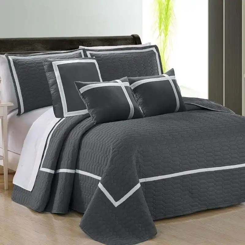 Home Fashion Two-Tone Embossed Charcoal 6 Piece Comforter Set