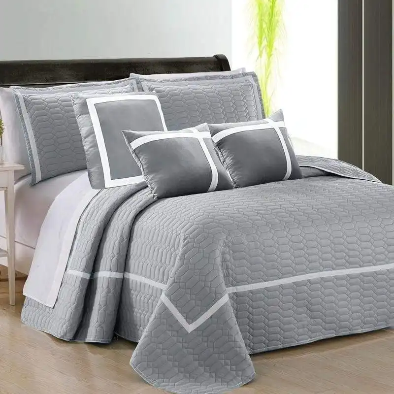Home Fashion Two-Tone Embossed Silver 6 Piece Comforter Set