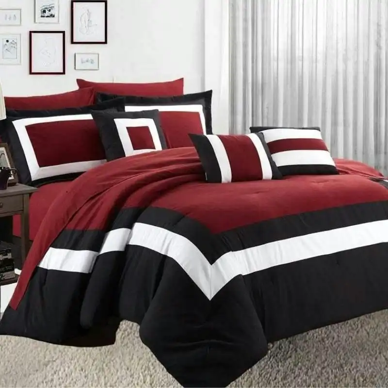 Home Fashion Soft Bed Red 10 Piece Comforter Set