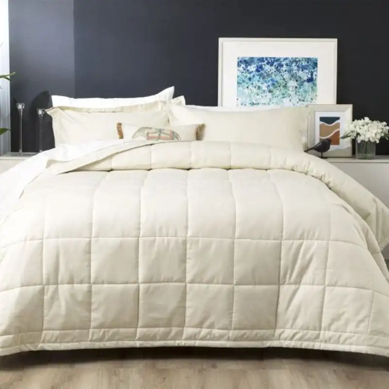 Ddecor Home Checks Ivory 500 Thread Count Jacquard Cotton Comforter Set