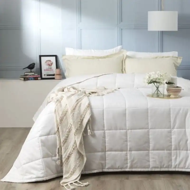 Ddecor Home Checks White 500 Thread Count Jacquard Cotton Comforter Set