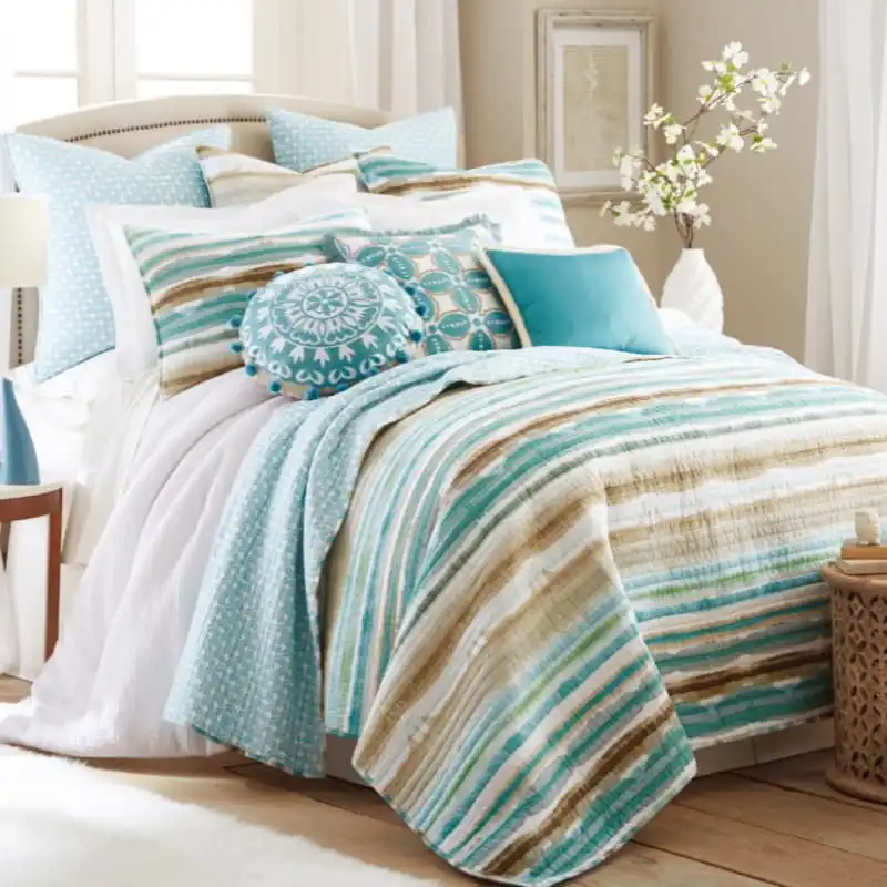 Classic Quilts Windsor Ascot Aqua Blue Coverlet Set