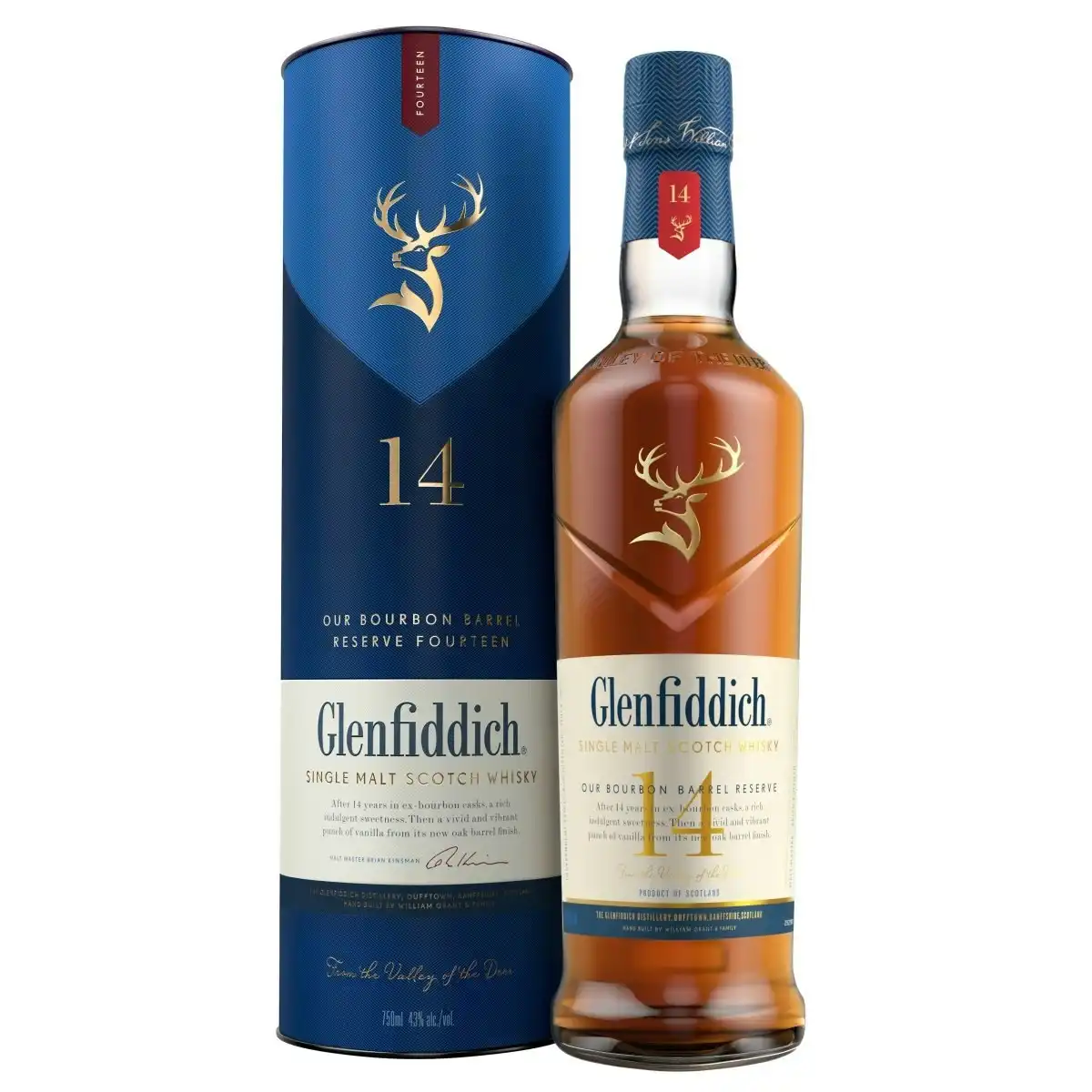 Glenfiddich 14YO Bourbon Barrel Reserve Single Malt Scotch Whisky (700mL)