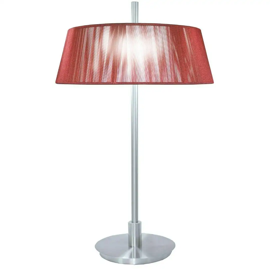 Paolo 2 Light Silk String Shade Table Lamp Red Shade