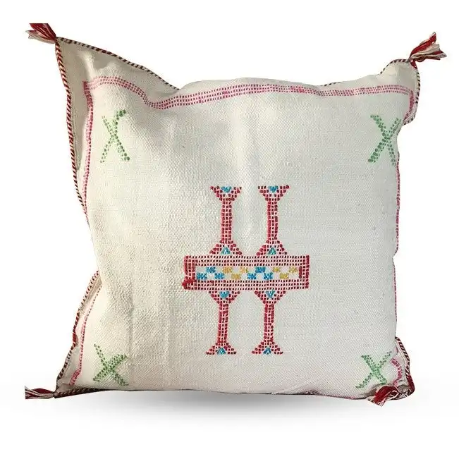 Zohi Interiors Genuine Moroccan Cactus Silk Pillow in Ivory II