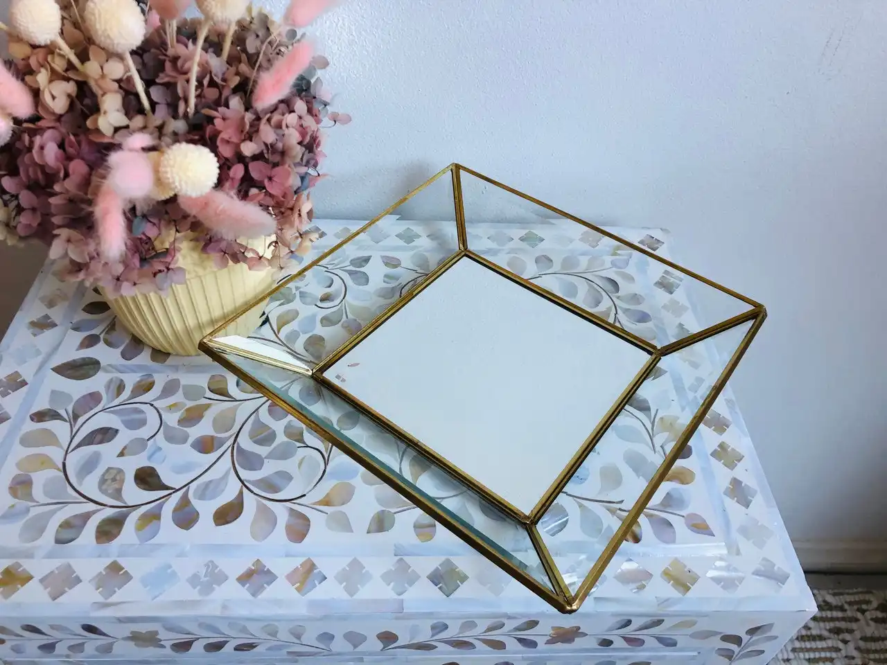 Charlie &amp; Co. Brass &amp; Glass Tray