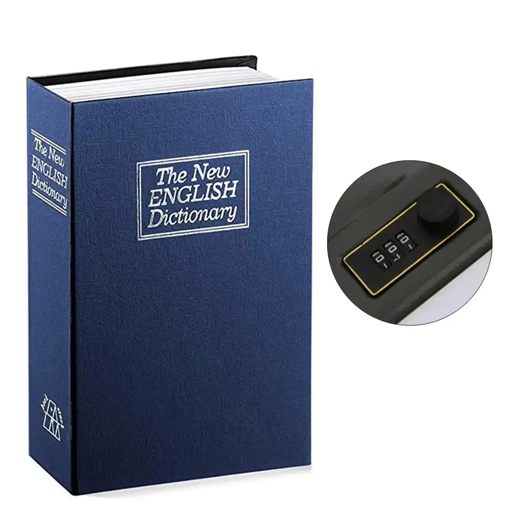 Dictionary Book Password Lock Safe Security Box Secret Storage Cash Jewellery-Mediue,Blue