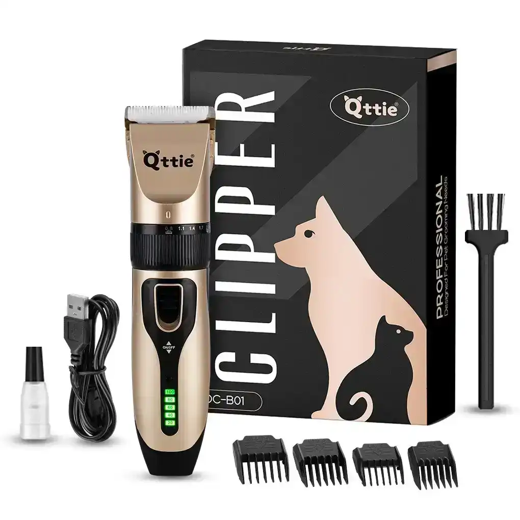 Qttie Cat Dog Pet Clippers Hair Electric Clipper Grooming Trimmer Shaver Kits 1500mAh