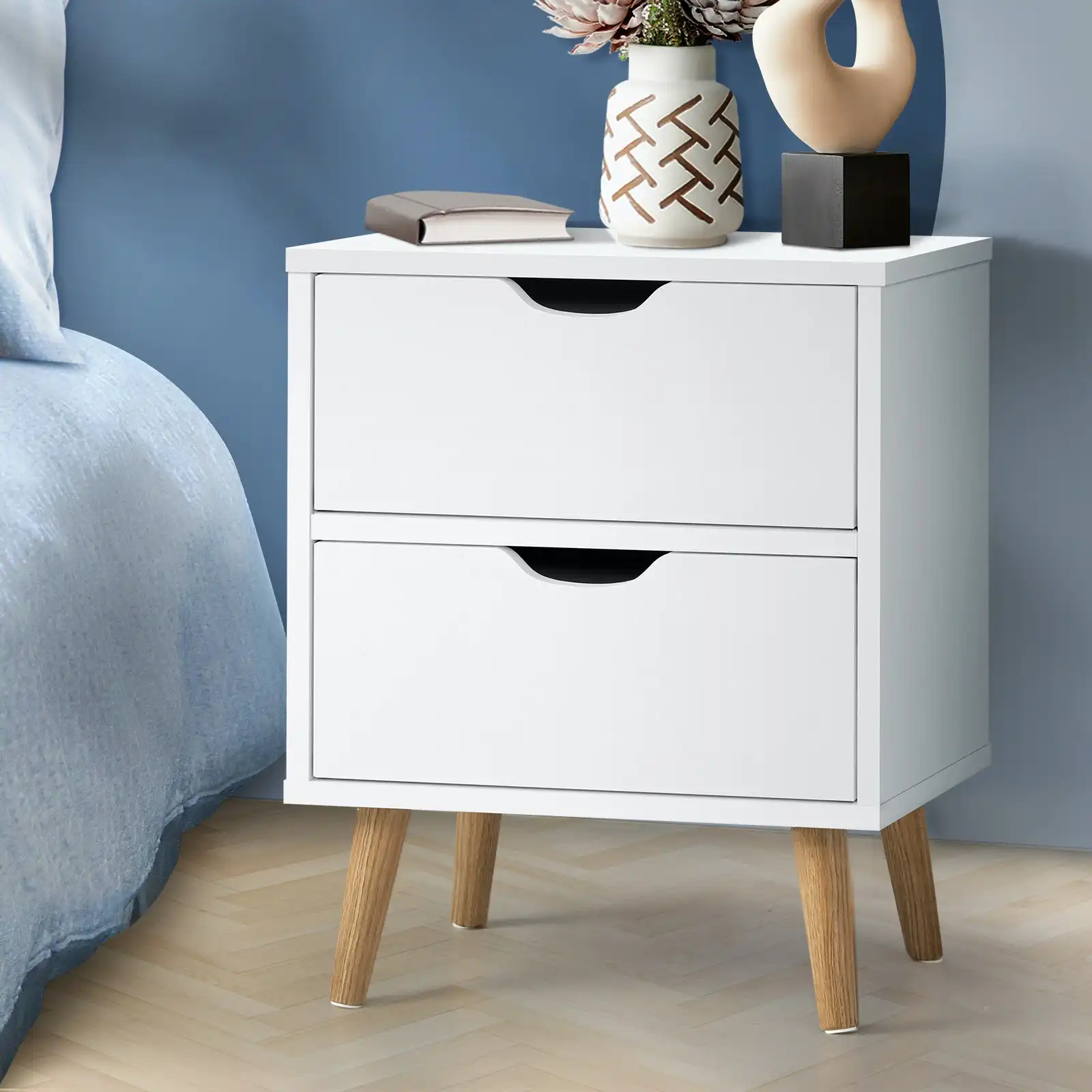 Oikiture Bedside Table White Side Table