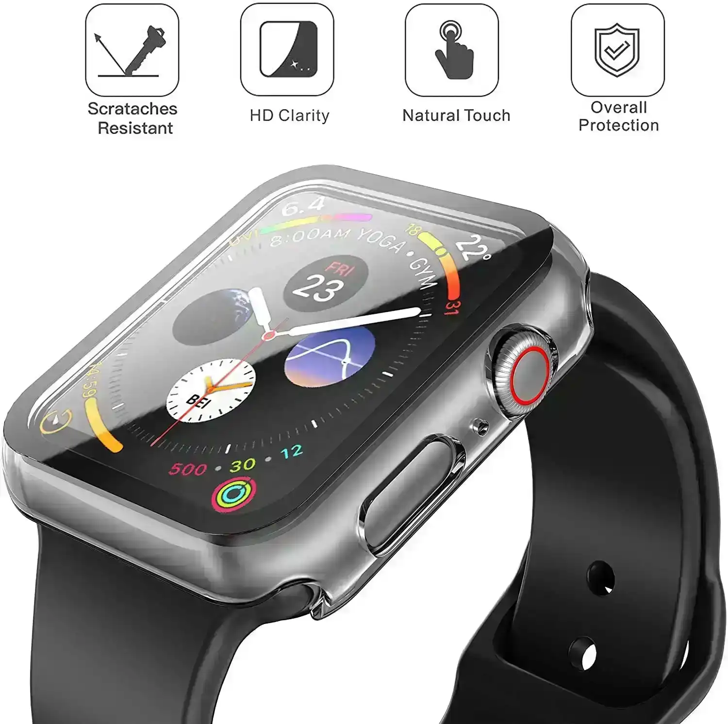 Apple Watch Tempered Glass Screen Protector & Case - 45mm