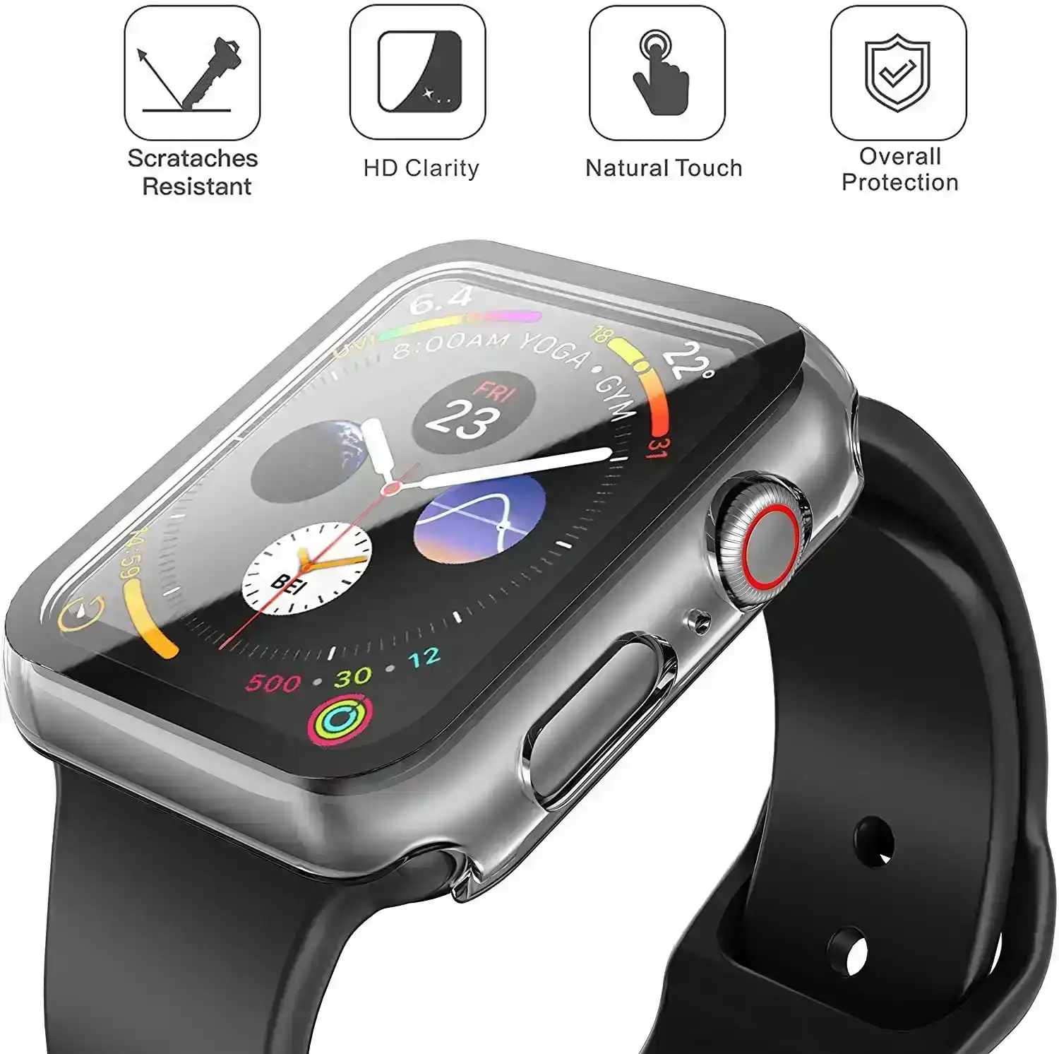Apple Watch Tempered Glass Screen Protector & Case - 44mm