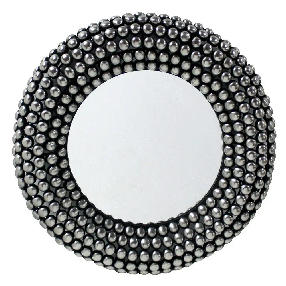 J. Elliot Valentina Round Iron Balls Mirror 66cm Home Decorative Antique Silver