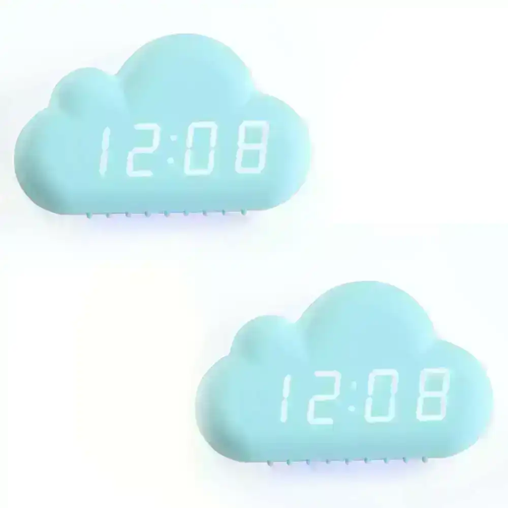 2PK Digital LED Display USB/Battery Cloud Shape Alarm Clock Date/Temperature TL