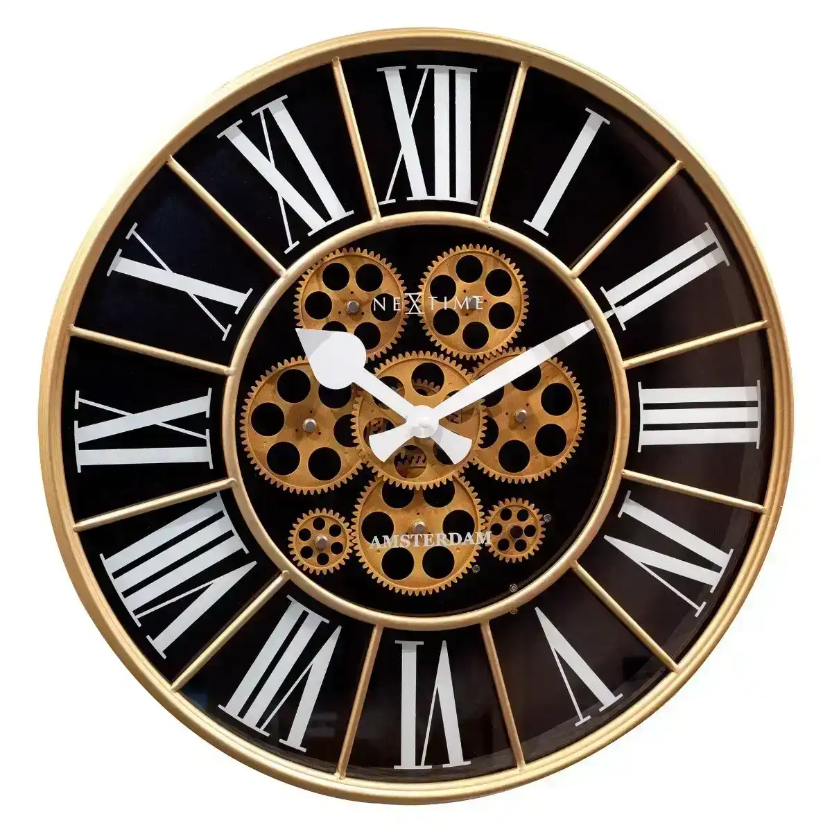 NeXtime William 50cm Hanging Wall Clock Round Analogue Home/Office Decor Black