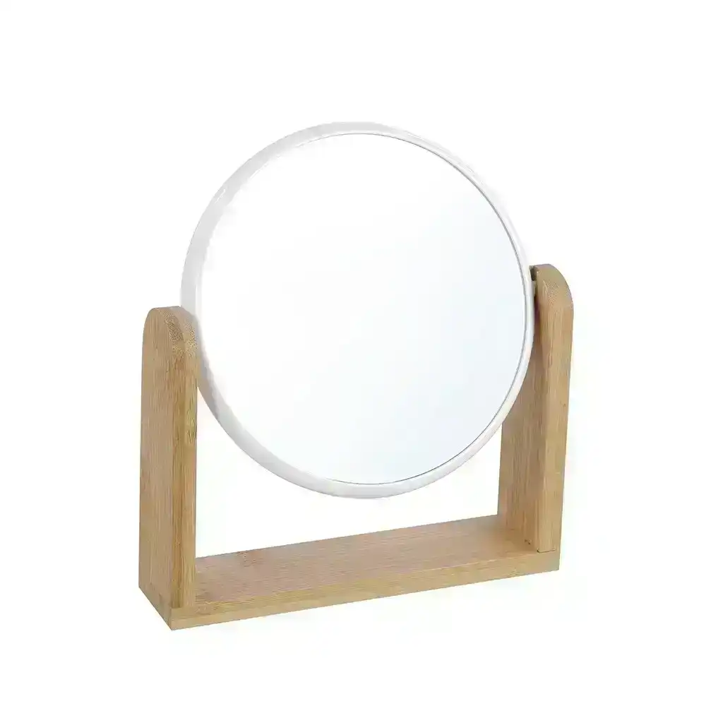 Box Sweden Bano 20cm Double Side Cosmetic Mirror w/ Bamboo Stand Bath Vanity BR