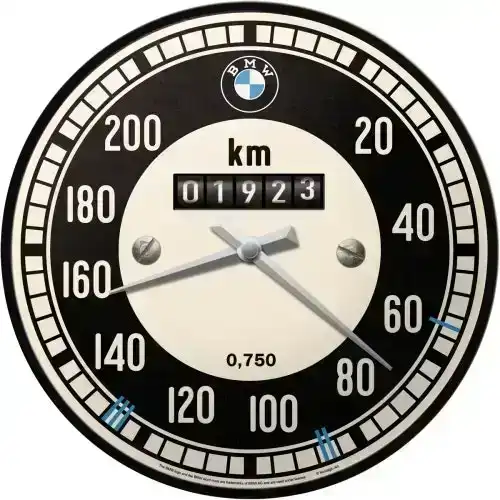 Nostalgic Art 30cm BMW Speedometer Quartz Battery Operated Round Wall Clock